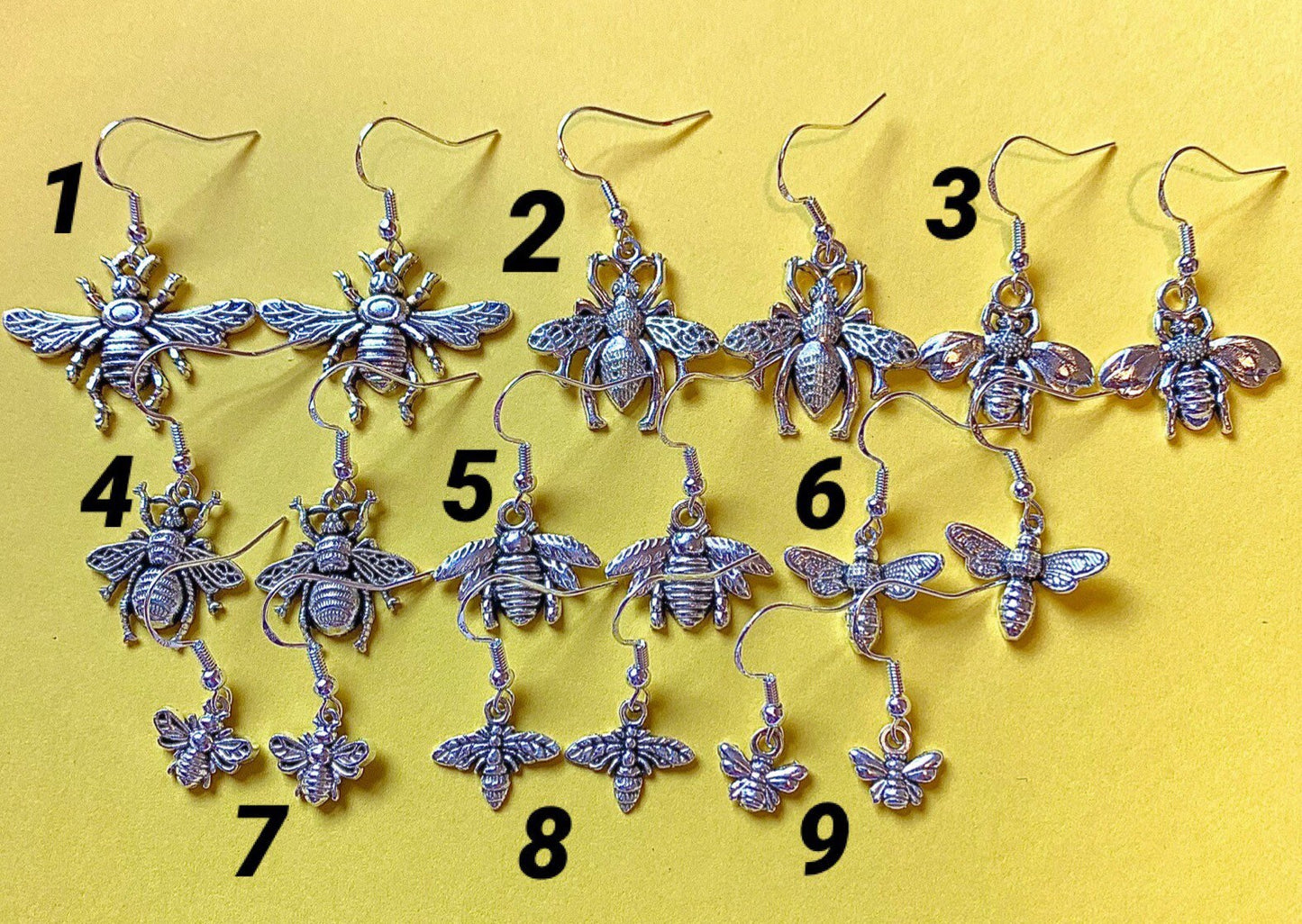 Silver bumble bee earrings