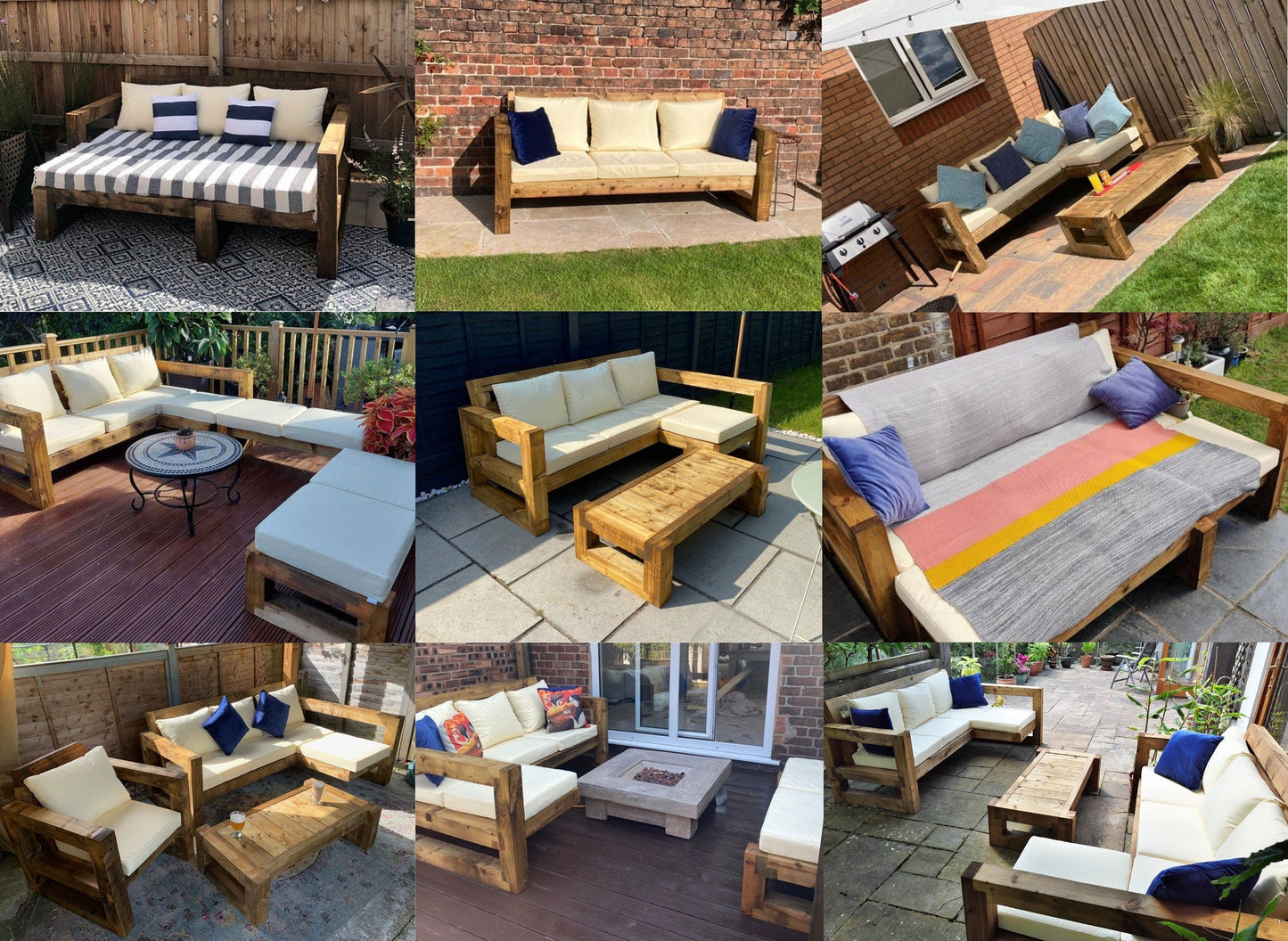 Solid Wood Garden Chair/Lounger Single set