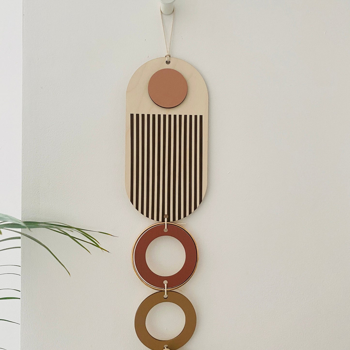 Handmade Wood Wall Hanging – Modern Earth Tone Boho Decor