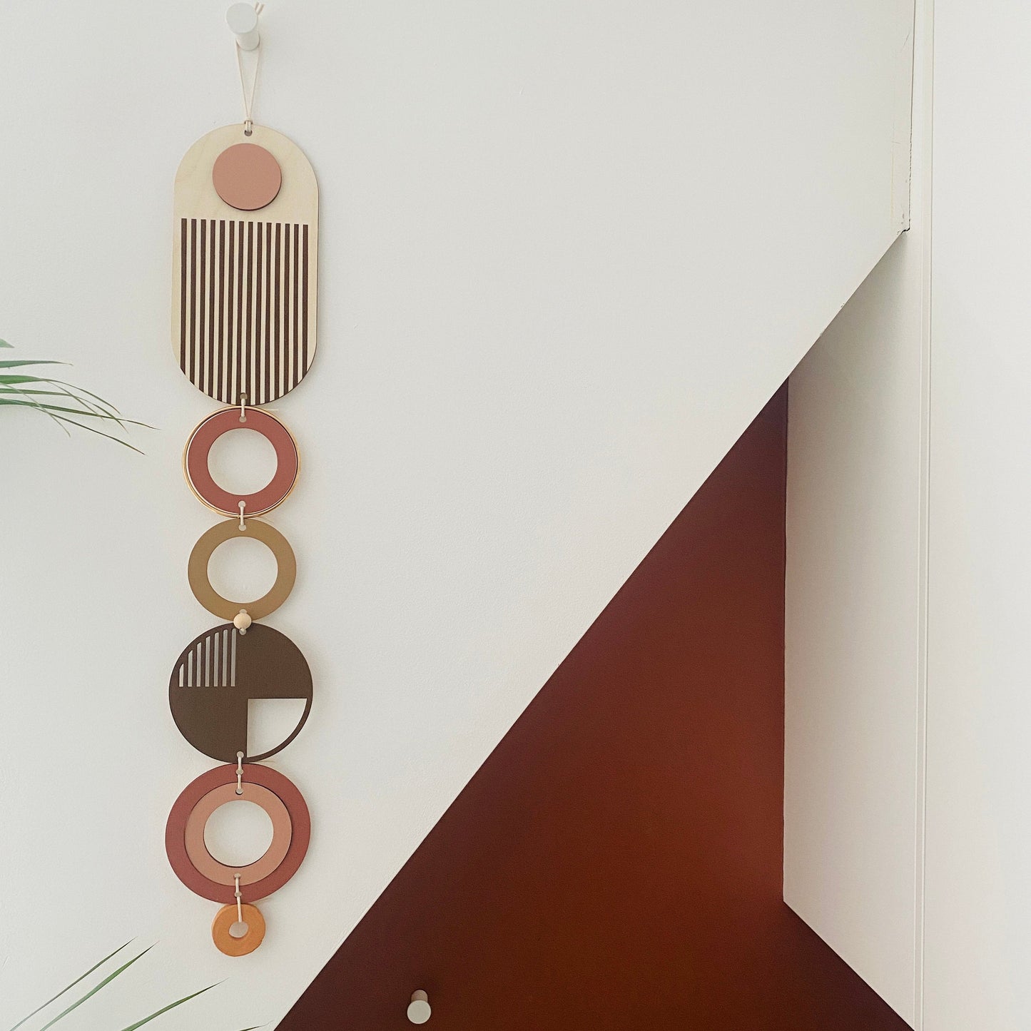 Handmade Wood Wall Hanging – Modern Earth Tone Boho Decor