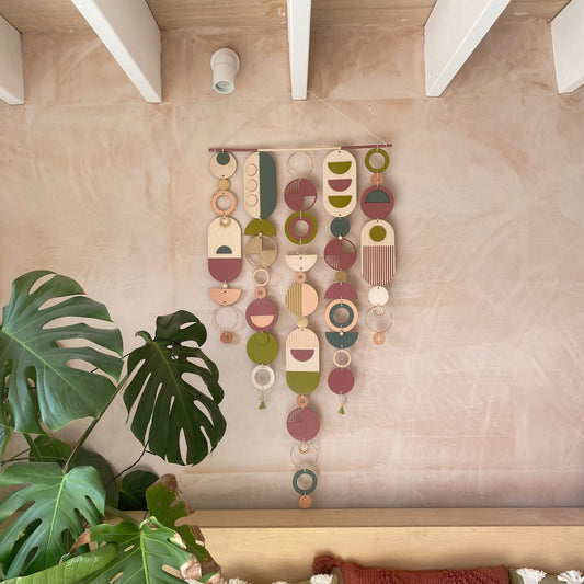 Large Mid-Century Wall Hanging – Colorful Geometric Plywood Sculpture