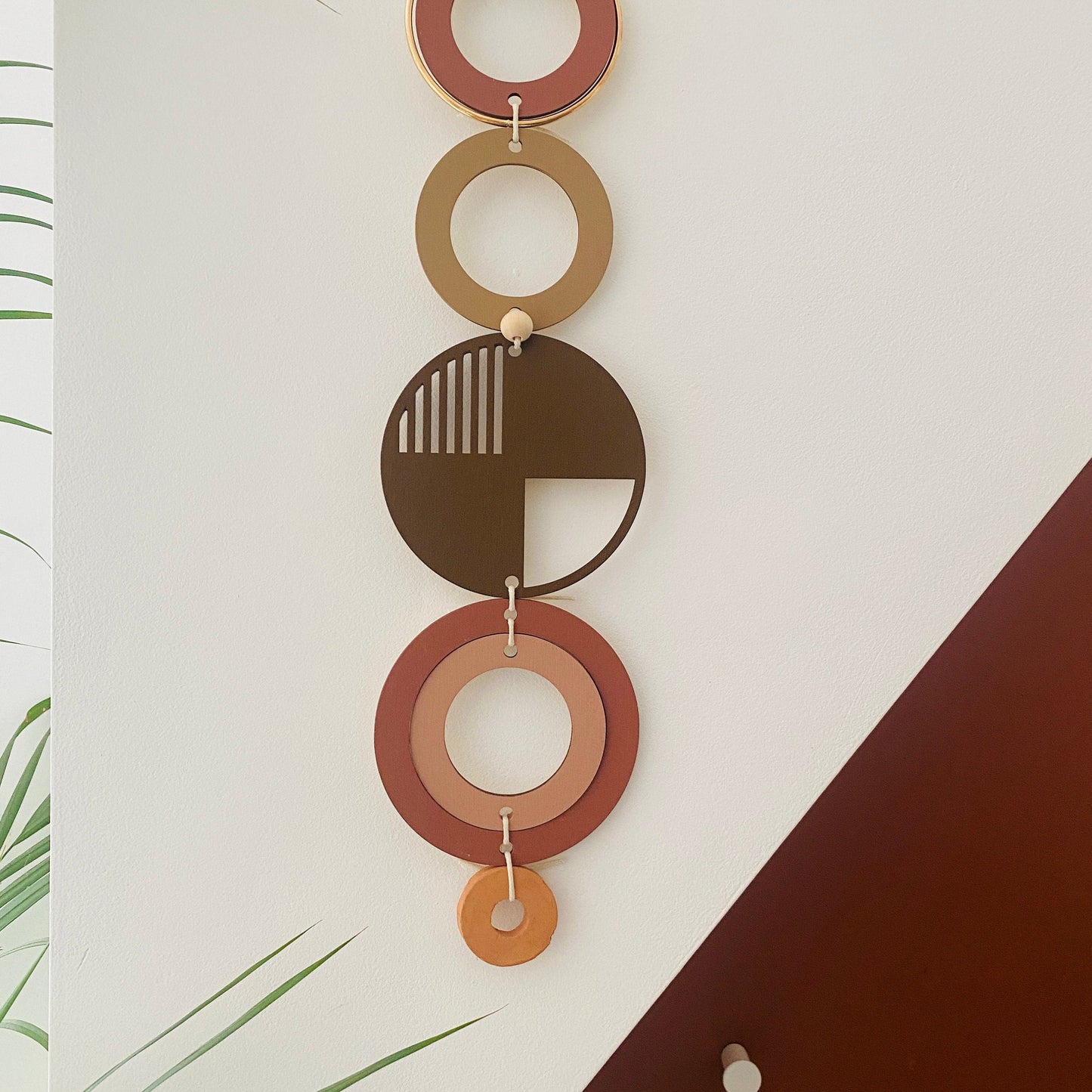 Handmade Wood Wall Hanging – Modern Earth Tone Boho Decor