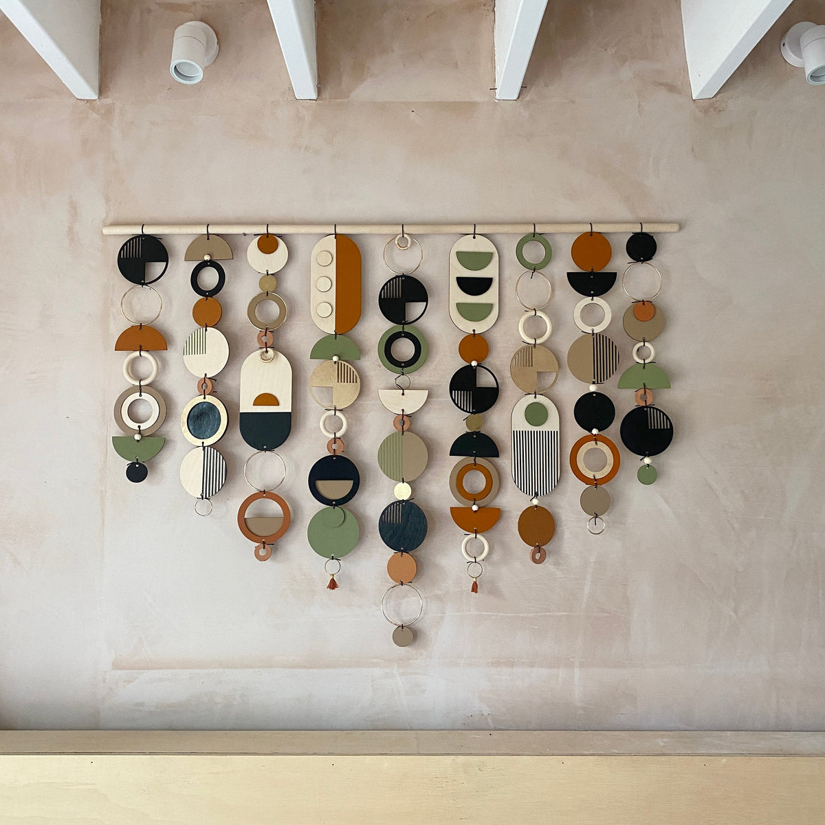 Large Mid Century Modern Wall Art – Handmade Burnt Orange and Olive Wall Hanging - Other Colours Available