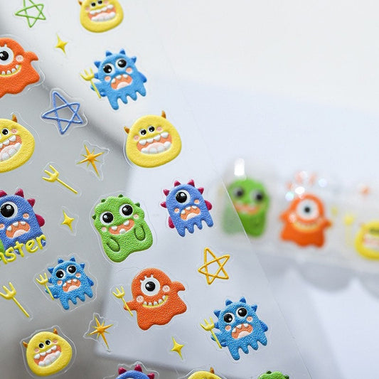 Hello Claws | Little Monster Embossed Pattern Design Nail Deco Sticker