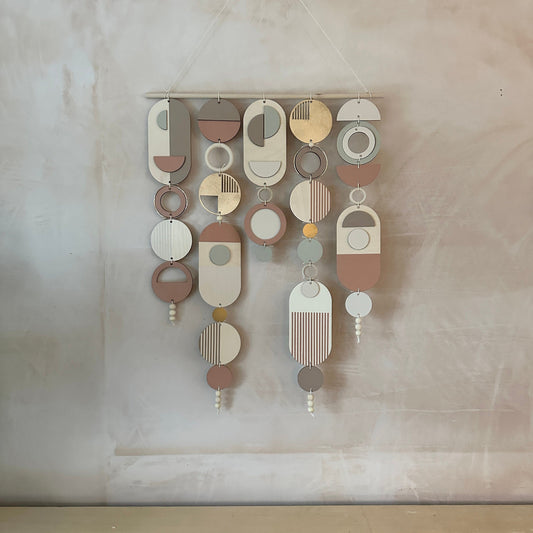 Modern Wall Art with Gold Metal Hoop Detailing and Blush Pink Accents