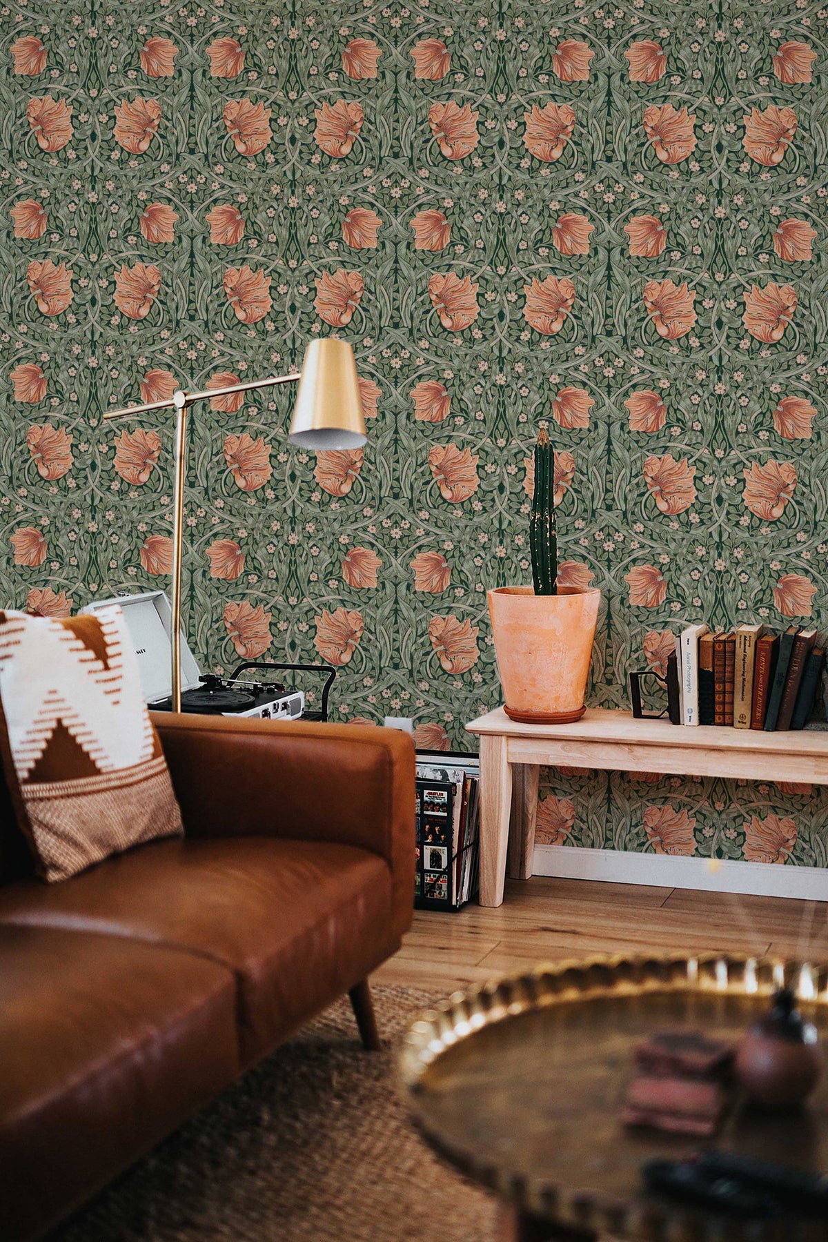 William Morris Pimpernel Pattern Wallpaper | Fabric & Light Canvas Texture Wall Murals | Peel and Stick or Traditional