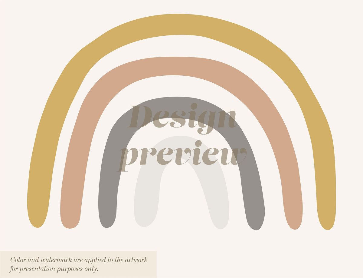 Hand-Drawn Rainbow Wall Decal | Mustard, Terracotta & Charcoal | Kids Room