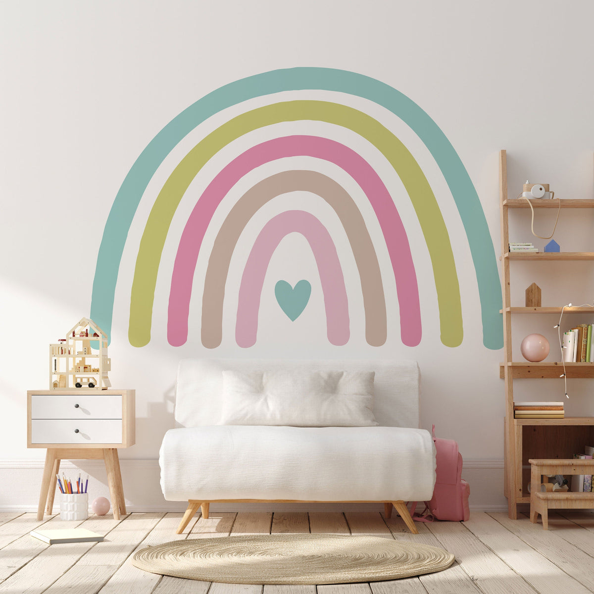 Rainbow Wall Sticker Drawn - With A Small Heart