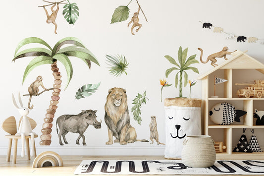 Jungle Animal Wall Stickers: Repositionable Nursery Decals for Your Little One's Room