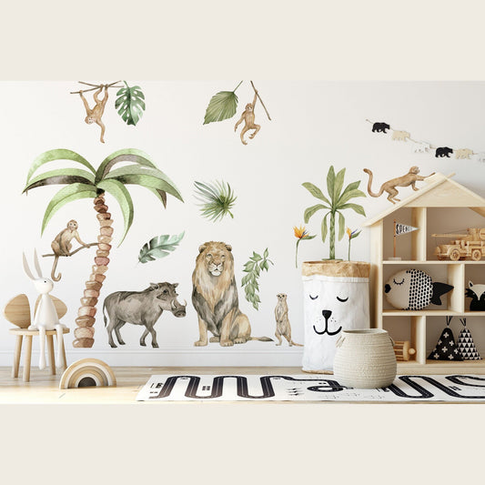 Jungle Animal Wall Stickers: Repositionable Nursery Decals for Your Little One's Room
