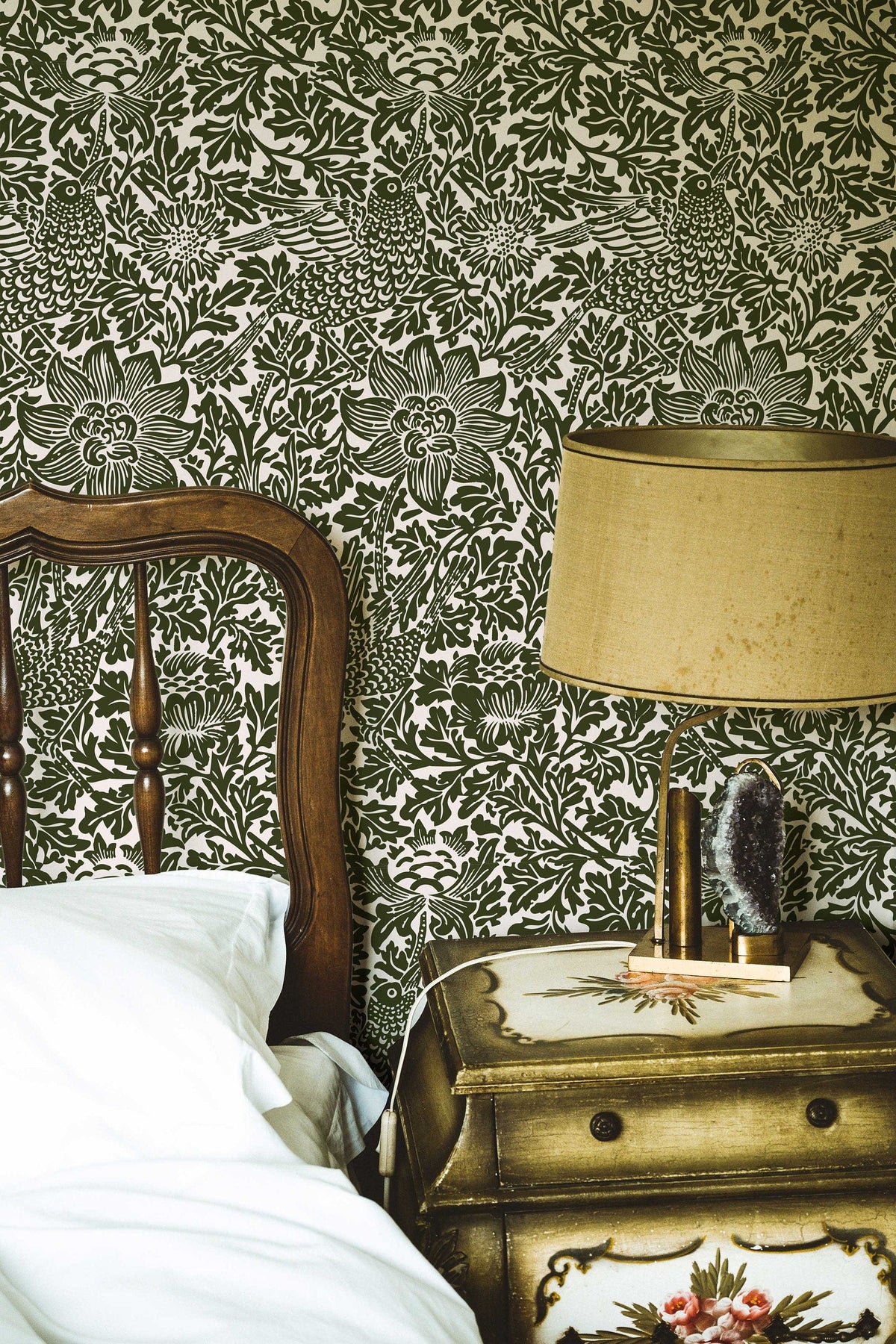 Bird Song Green William Morris Wallpaper | Mural | Feature Wall Decoration | Peel and Stick or Traditional