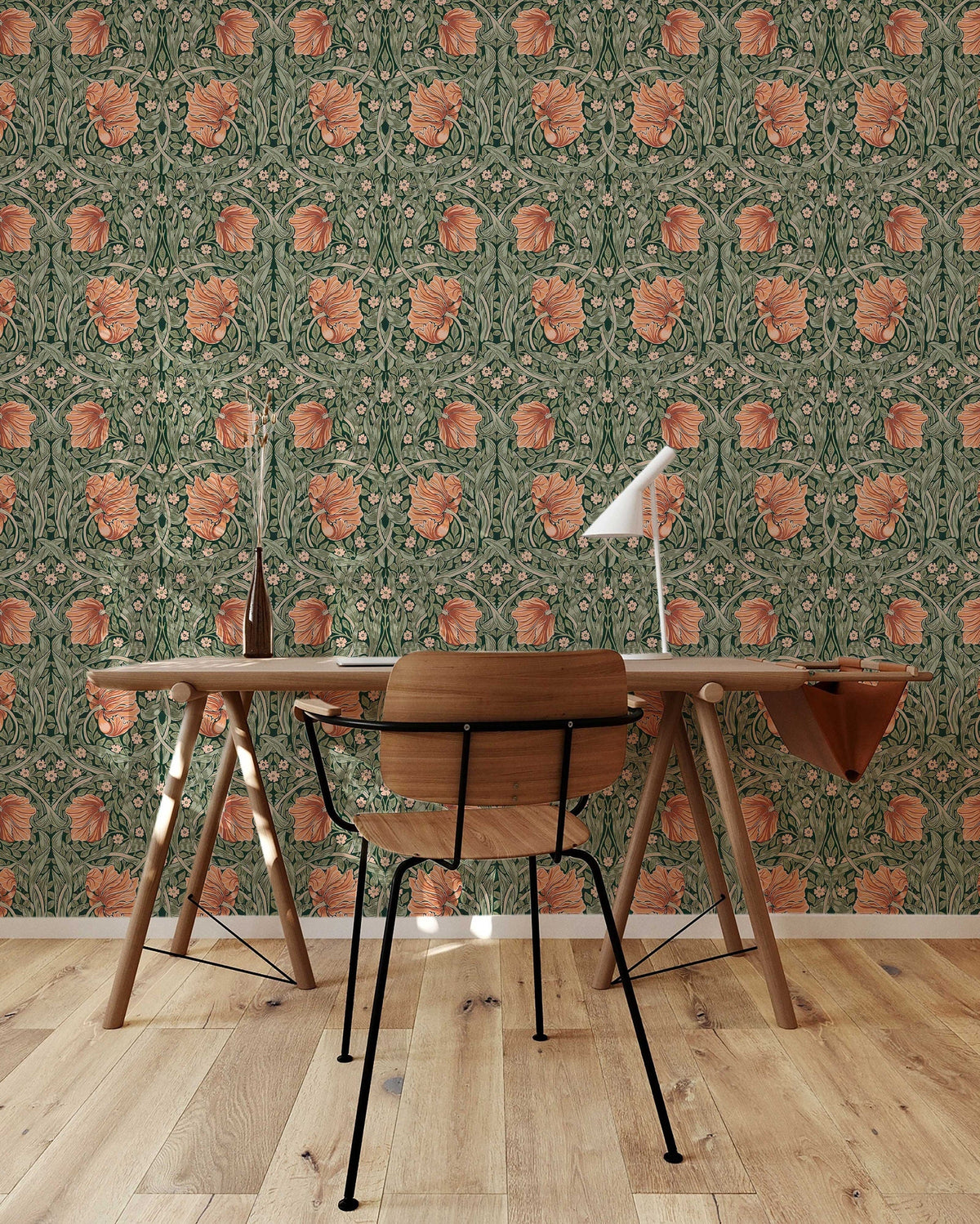 William Morris Pimpernel Pattern Wallpaper | Fabric & Light Canvas Texture Wall Murals | Peel and Stick or Traditional