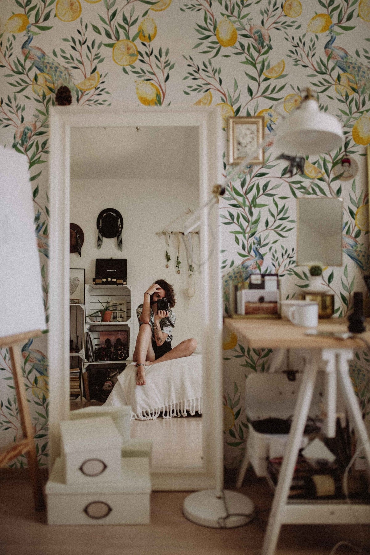 Chinoiserie Wallpaper | Watercolour Peacock with Tree Wall Mural | Floral Wallpaper | Peel and Stick or Traditional