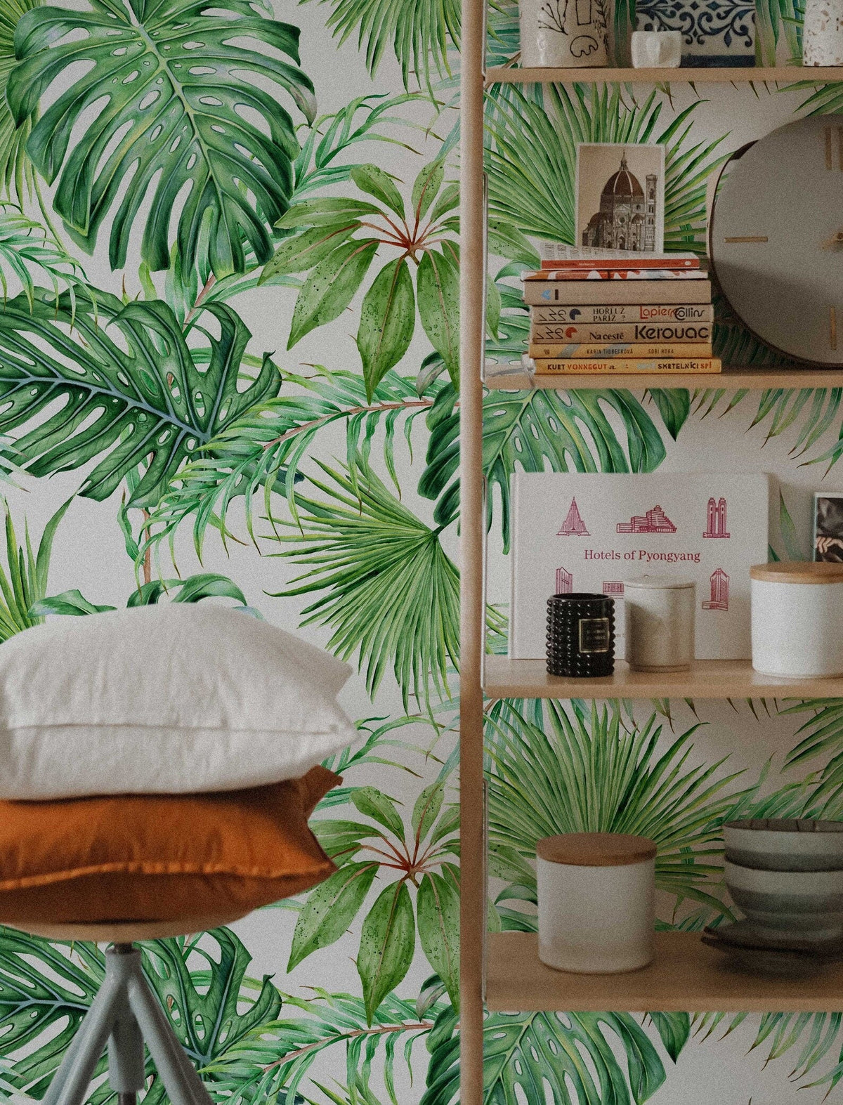 Tropical Leaves Wallpaper | Monstera Palms Mural | Eco Friendly Wall Decor | Peel and Stick or Traditional