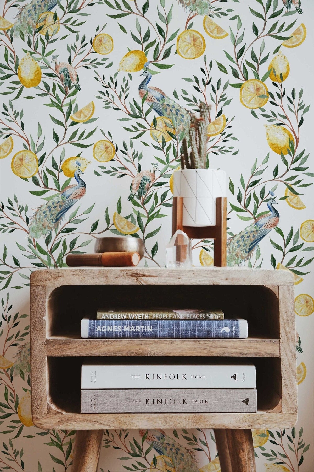 Chinoiserie Wallpaper | Watercolour Peacock with Tree Wall Mural | Floral Wallpaper | Peel and Stick or Traditional