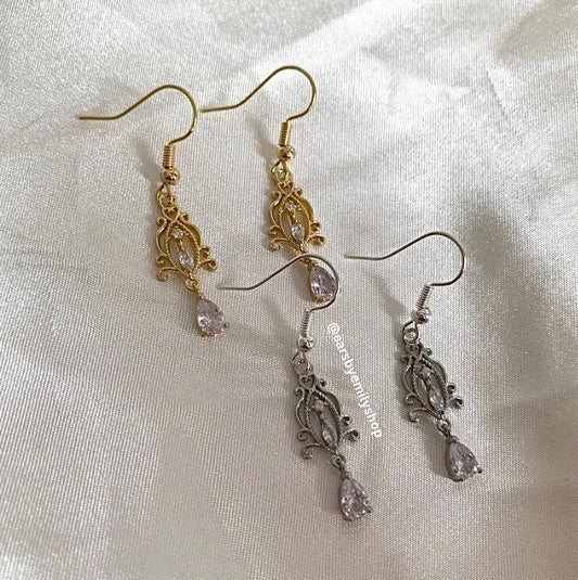 Gorgeous cool drop dangle chandelier diamanté crystal gem statement earrings on 18k gold plated or silver hooks
