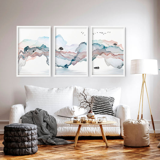 Japandi Art Prints | Set of 3 Japan Landscape Prints