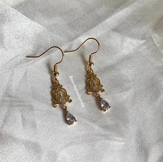 Gorgeous cool drop dangle chandelier diamanté crystal gem statement earrings on 18k gold plated or silver hooks