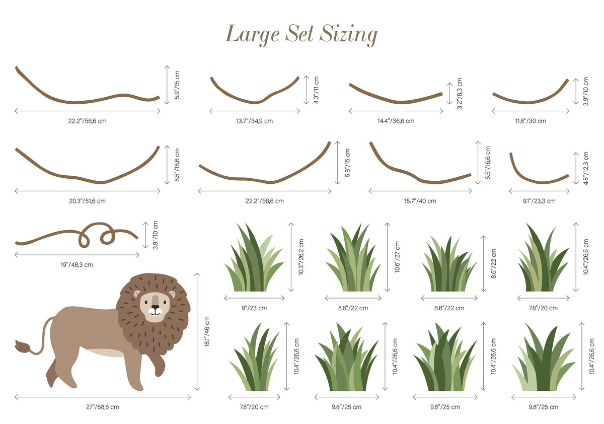 Large Safari Animals and Monkey Wall Decals, Jungle Animal Wall Stickers, Nursery Wall Decals, Repositionable Jungle Wall Decals Style 2