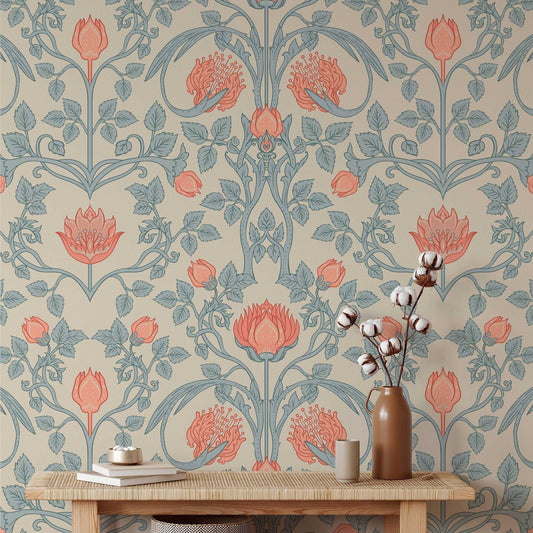 William Morris Vintage Flowers Wallpaper | Botanical Wall Mural | Peel and Stick or Traditional