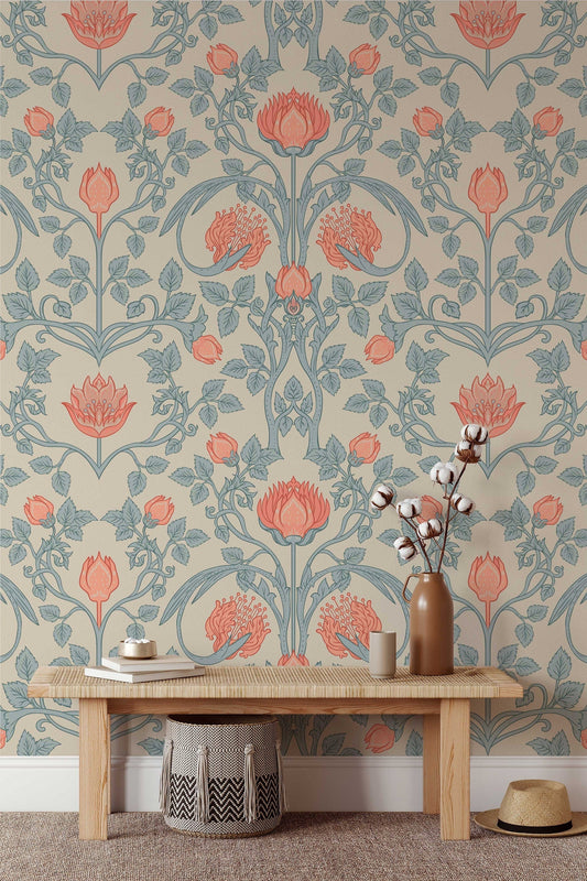 William Morris Vintage Flowers Wallpaper | Botanical Wall Mural | Peel and Stick or Traditional