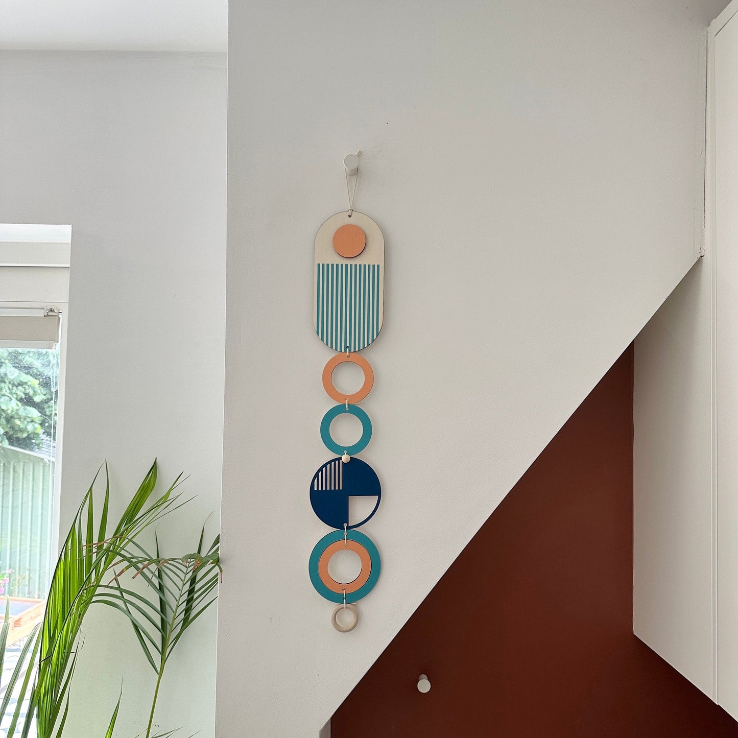 Geometric Wall Art – Modern Wood Tapestry, Mid-Century Decor