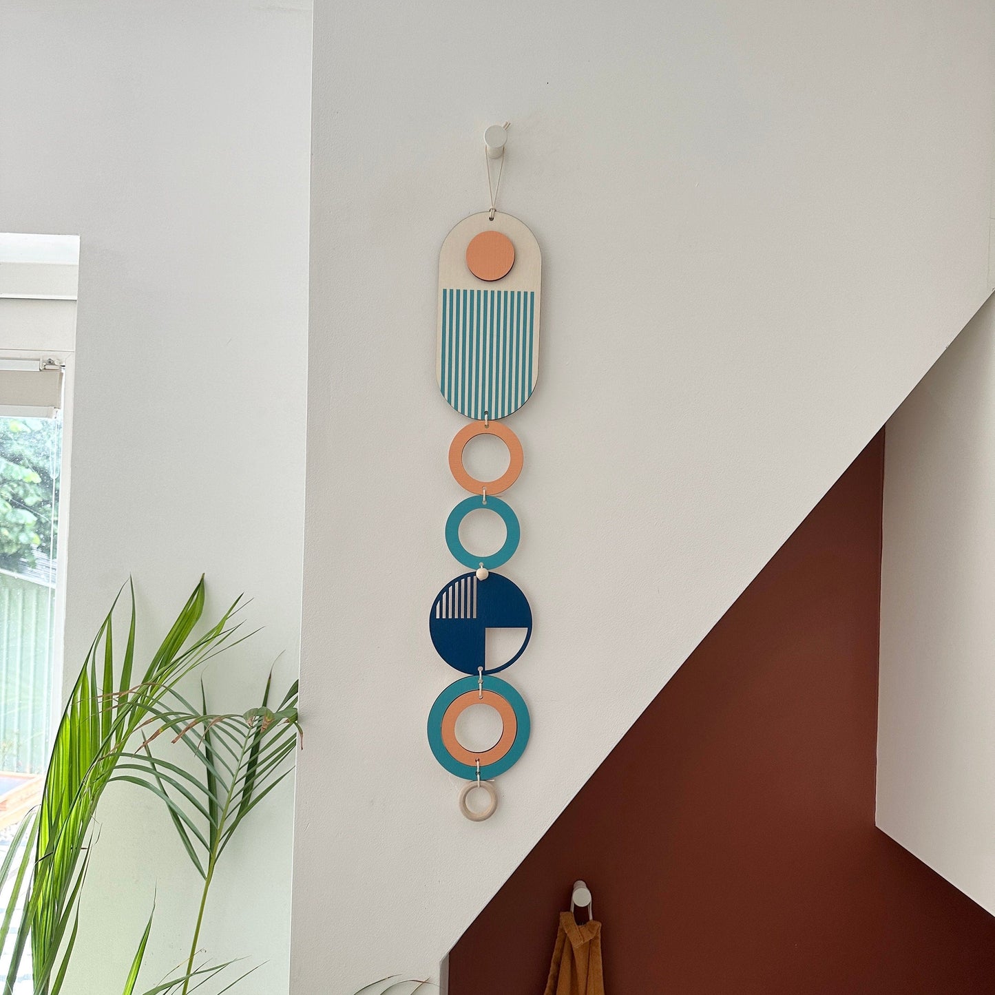 Geometric Wall Art – Modern Wood Tapestry, Mid-Century Decor