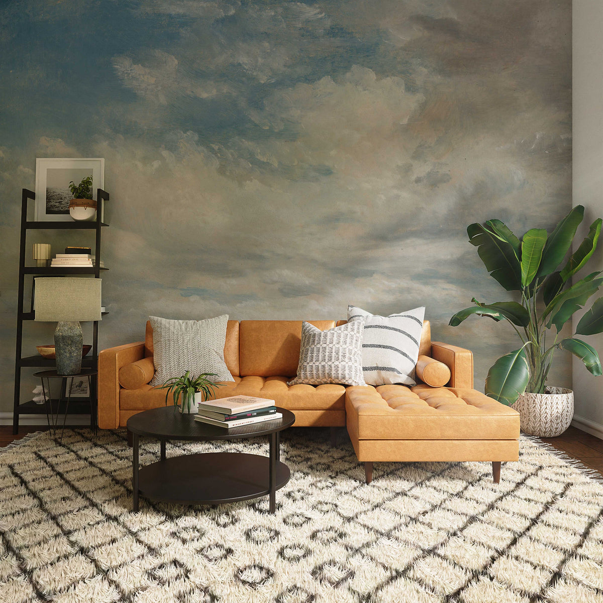 Light Blue Clouded Wall Mural | Sky Wall Decal | Classic Art Wallpaper | Retro Paintings | Wall Art | Wallpapers | Peel and Stick or Traditional
