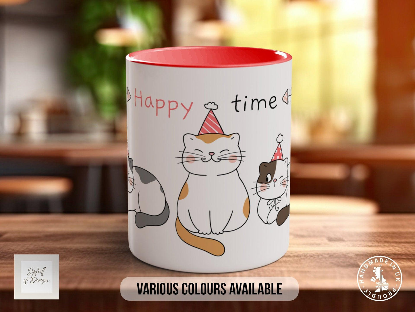 Cute Cat Mug – Handmade Colourful Cat Coffee Cup With Smash Proof Packaging