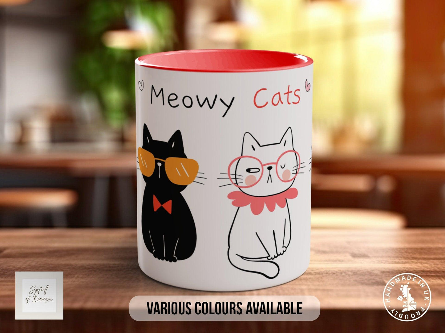 Cute Cat Mug - Handmade Colorful Cat Lover Mug | Durable Bone China & Dishwasher Safe