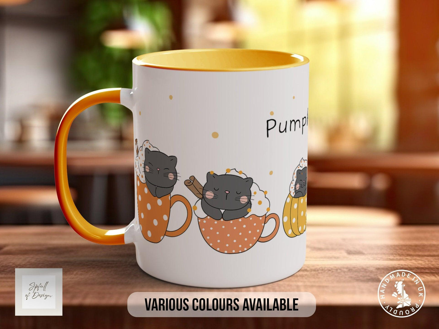 Pumpkin Spice Latte Mug – Cute Cat Lover Design | Handmade Ceramic, Dishwasher Safe