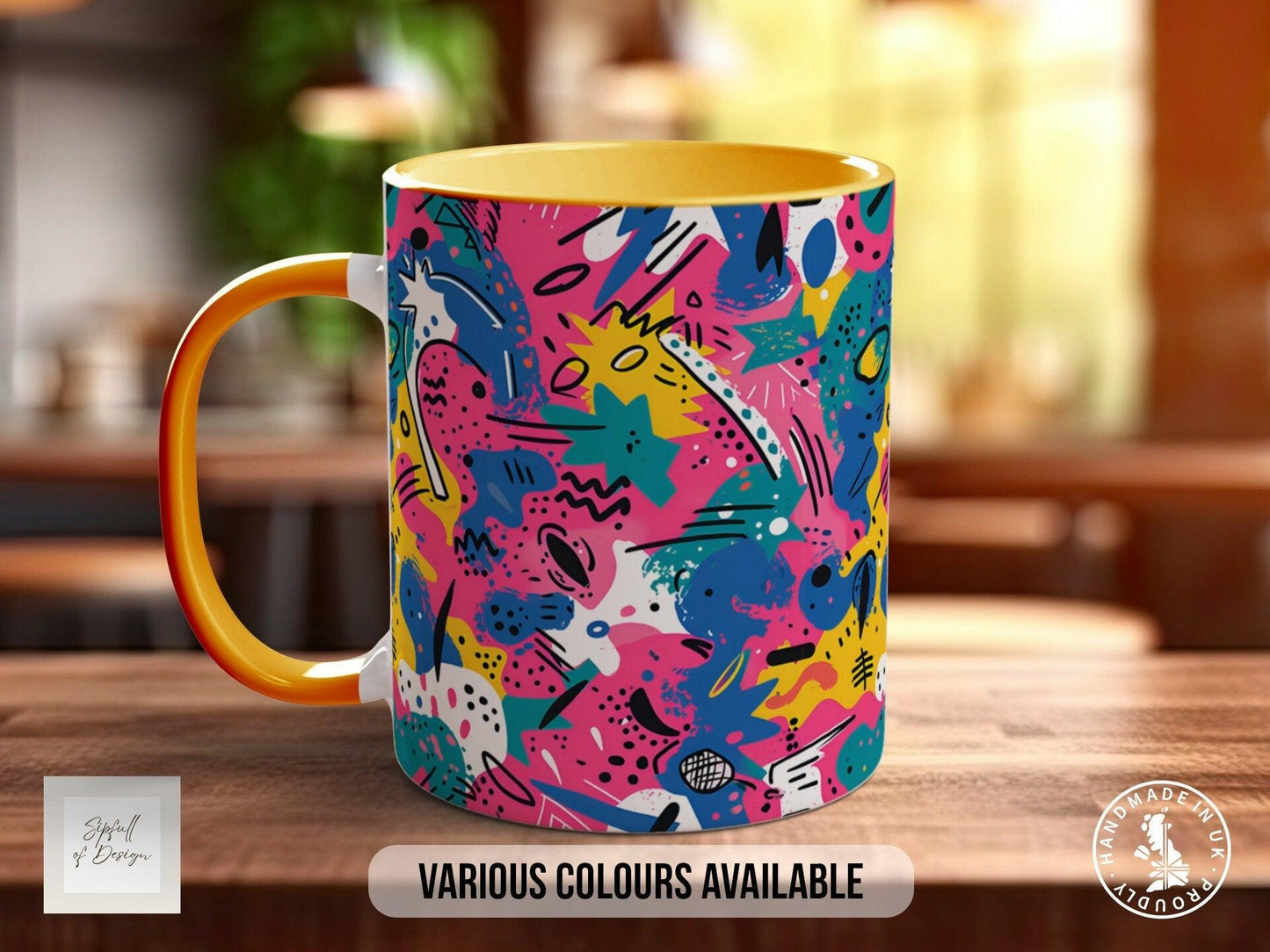 Abstract Comic Pop Pattern Full Wrap Coloured Art Mug - Design 2