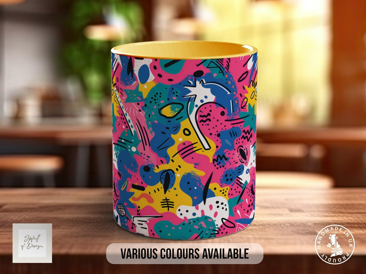 Abstract Comic Pop Pattern Full Wrap Coloured Art Mug - Design 2