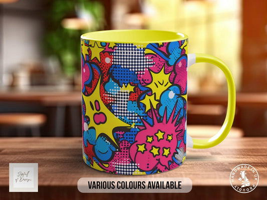 Abstract Comic Pop Pattern Full Wrap Coloured Art Mug - Design 3