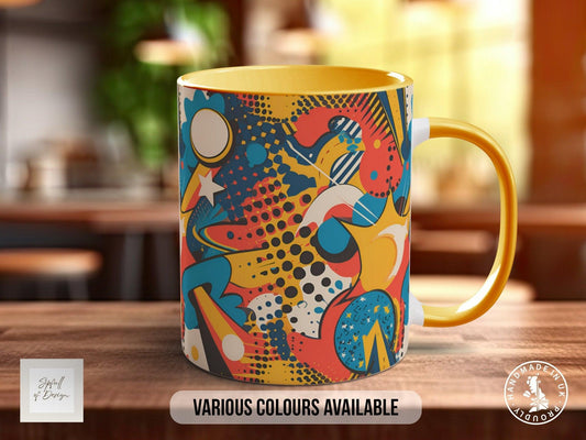 Abstract Comic Pop Pattern Full Wrap Coloured Art Mug - Design 7