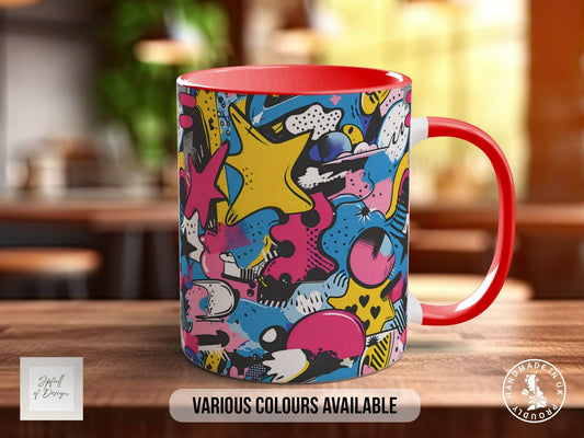 Abstract Comic Pop Pattern Full Wrap Coloured Art Mug - Design 10