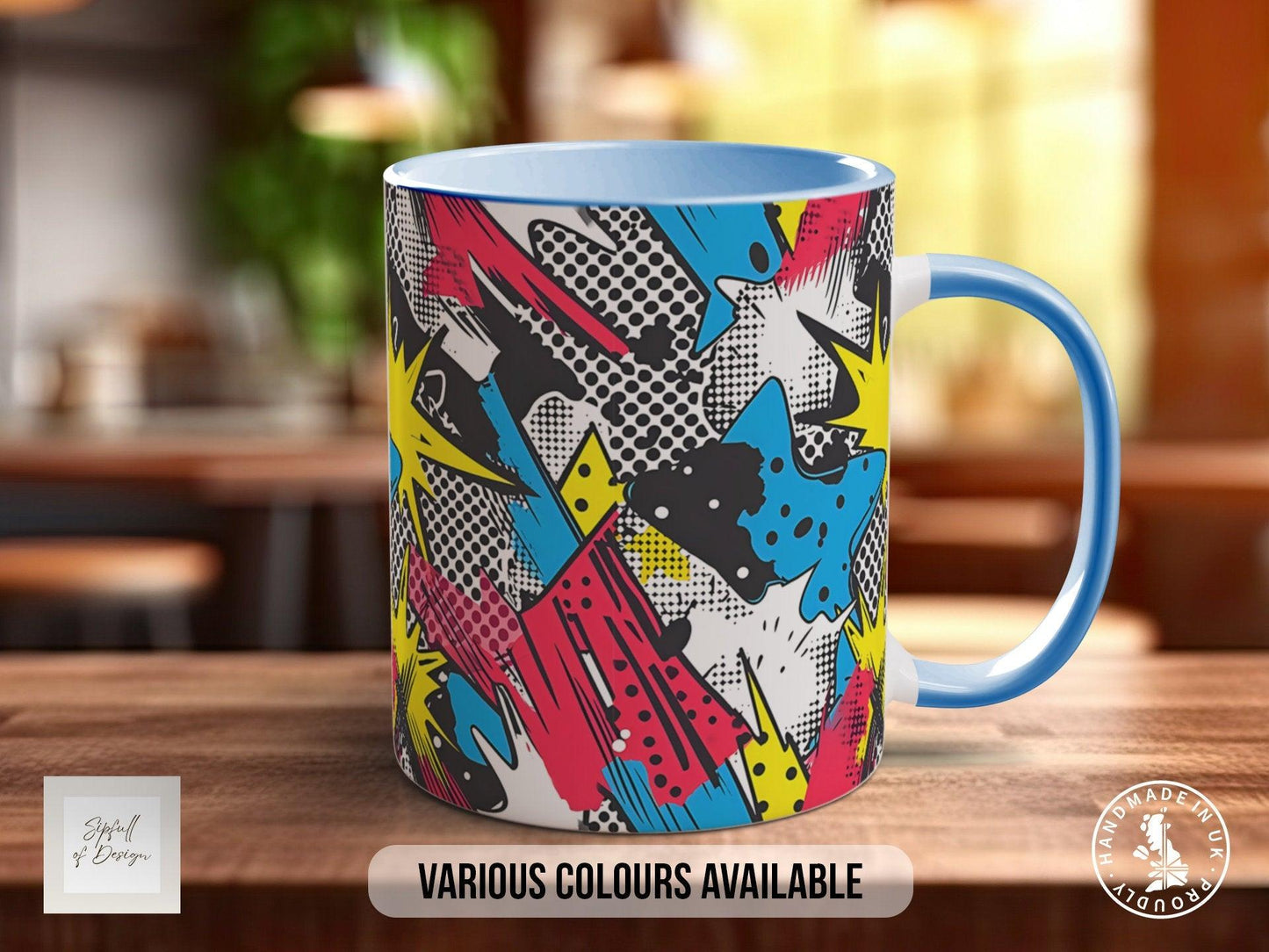 Abstract Comic Pop Pattern Full Wrap Coloured Art Mug - Design 11