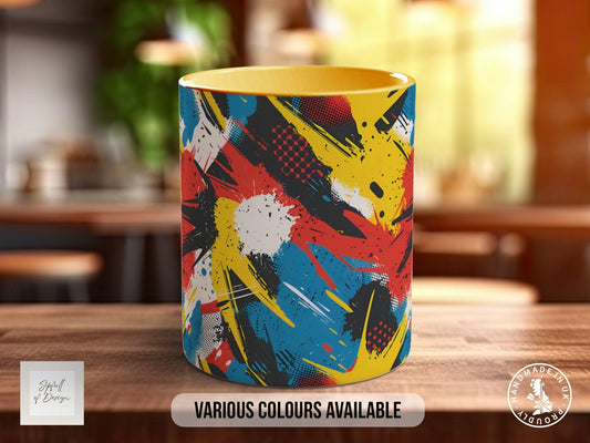 Abstract Comic Pop Pattern Full Wrap Coloured Art Mug - Design 12