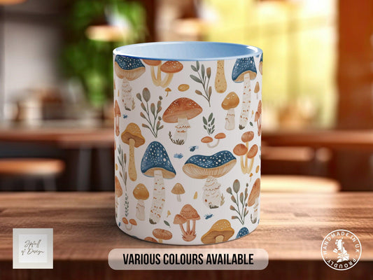 Mushroom Garden Pattern Full Wrap Coloured Art Mug - Design 1
