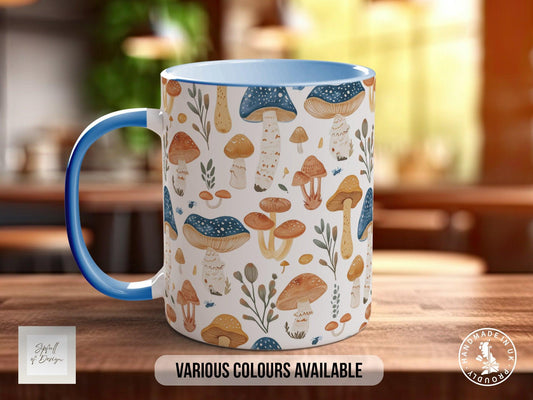 Mushroom Garden Pattern Full Wrap Coloured Art Mug - Design 1