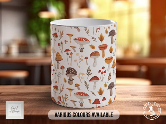 Mushroom Garden Pattern Full Wrap Coloured Art Mug - Design 2