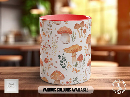 Mushroom Garden Pattern Full Wrap Coloured Art Mug - Design 6