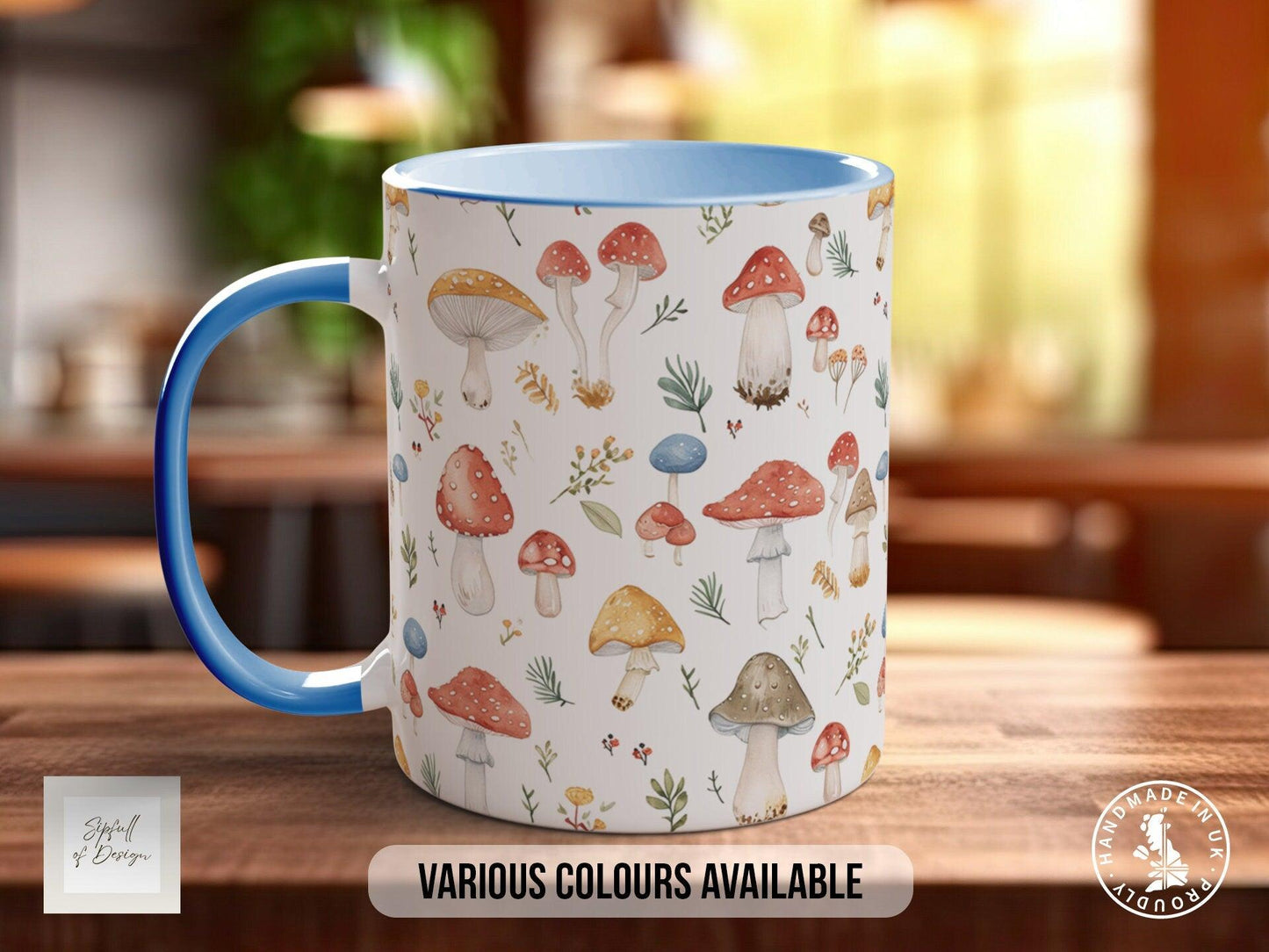 Mushroom Garden Pattern Full Wrap Coloured Art Mug - Design 7