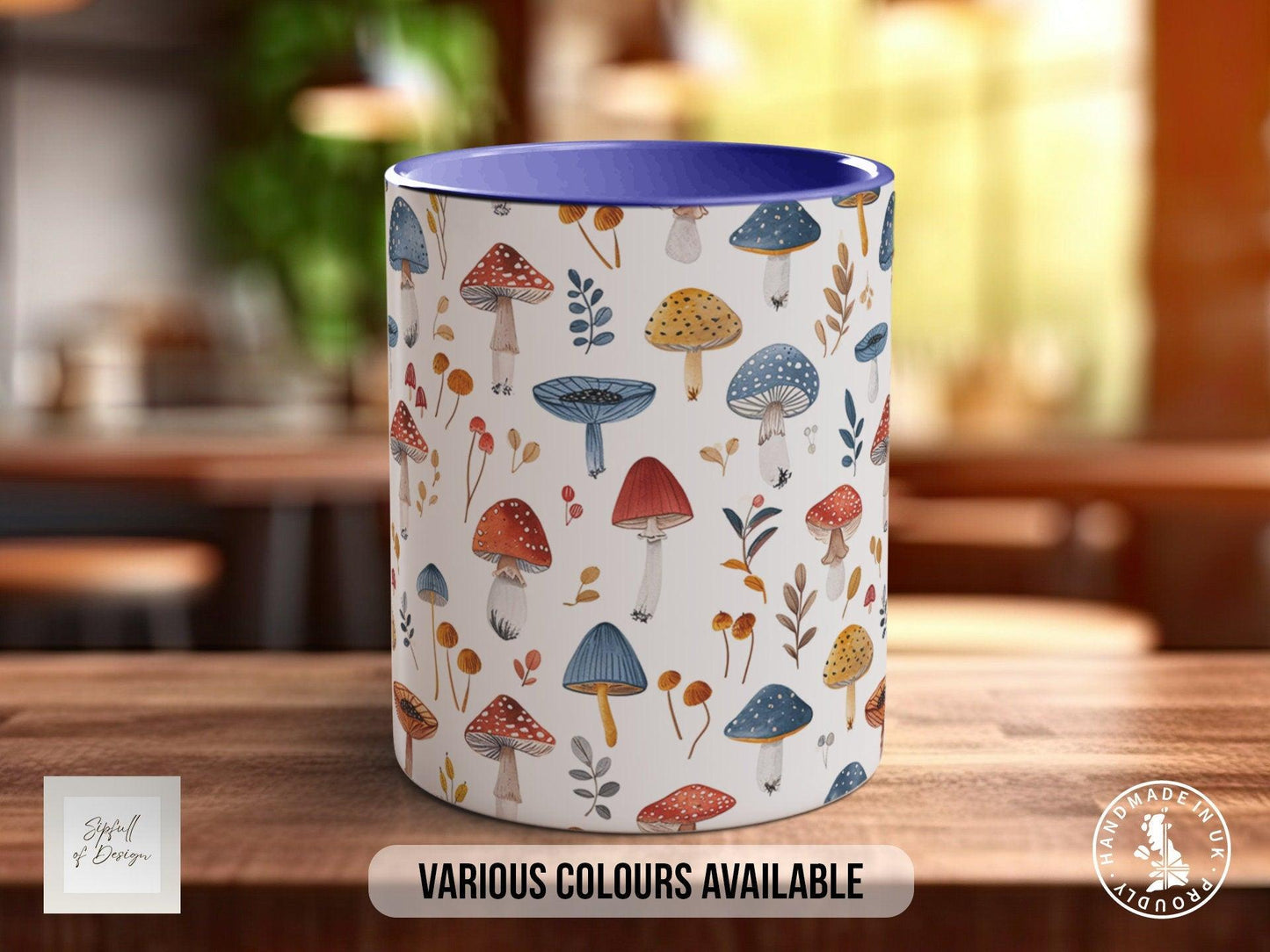Mushroom Garden Pattern Full Wrap Coloured Art Mug - Design 8