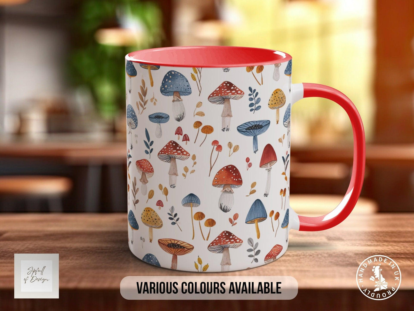 Mushroom Garden Pattern Full Wrap Coloured Art Mug - Design 8