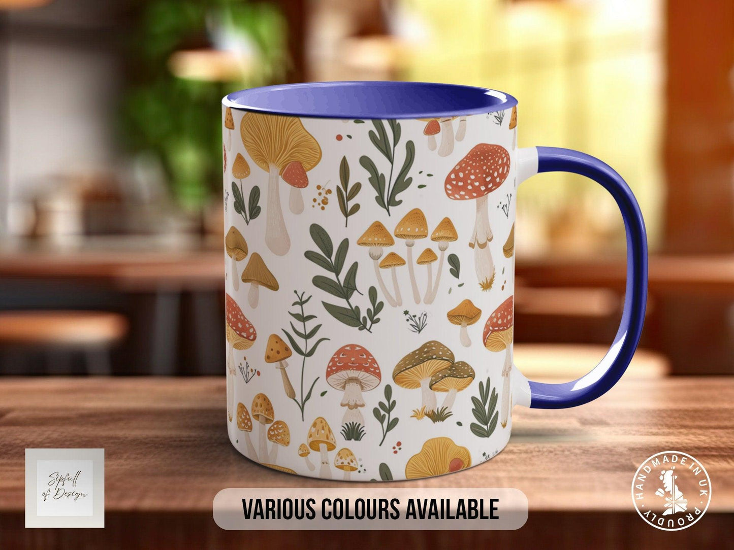 Mushroom Garden Pattern Full Wrap Coloured Art Mug - Design 8