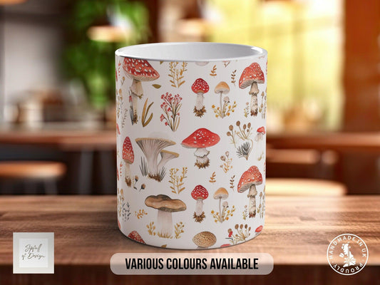 Mushroom Garden Pattern Full Wrap Coloured Art Mug - Design 13