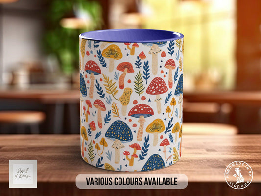 Mushroom Garden Pattern Full Wrap Coloured Art Mug - Design 14