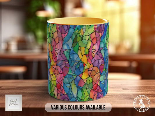 Watercolour Rainbow Stained Glass Pattern Full Wrap Coloured Art Mug - Design 4