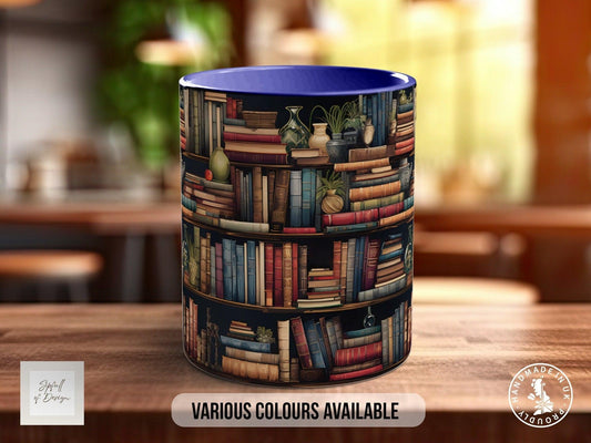 Book Shelf Pattern Full Wrap Coloured Art Mug - Design 4